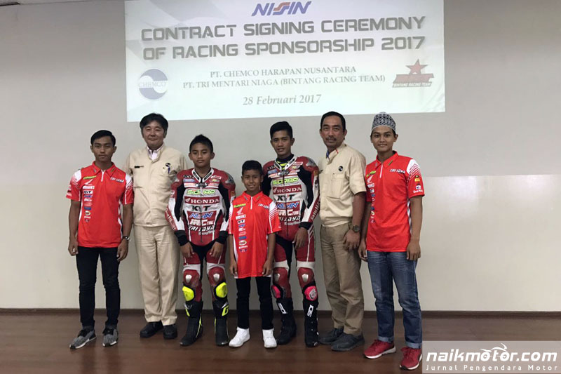 Agung Didu nongol di acara kerjasama Nissin dan Honda Trijaya, Selasa (28/2/2017) PT Shemco Harapan Nusantara serta PT Tri Mentari Niaga (Bintang Racing Team) di Kawasan Jababeka.