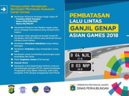Perluasan Aturan Ganjil Genap Asian Games 2018 Tidak Berlaku untuk Motor Aturan Ganjil Genap Asian Games 2018