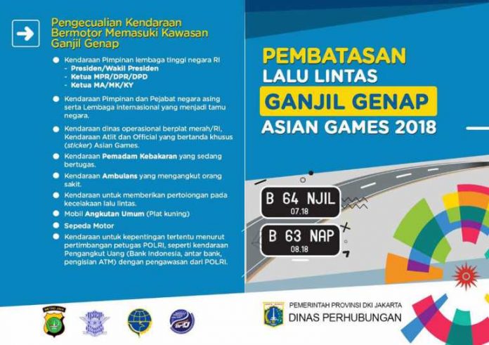 Aturan Ganjil Genap Asian Games 2018