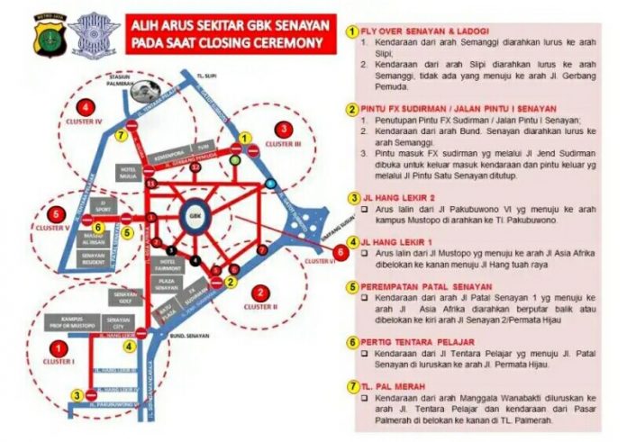 Penutupan Asian Games 2018 4 Ruas Jalan Sekitar GBK Ditutup