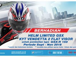 Helm KYT Vendetta2 Flat Visor Berdesain Khusus Jadi Hadiah Pembelian Suzuki GSX-R150 Hadiah Pembelian Suzuki GSX-R150
