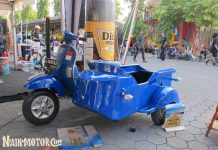 Ngecat Vespa Bersespan Biru, Diton Menarik Pengunjung ISF 2018 Vespa bersespan