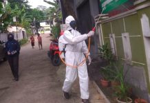 Aksi Penyemprotan Disinfektan oleh Bikers FKPPI Motherland di Bekasi Bikers FKPPI Motherland