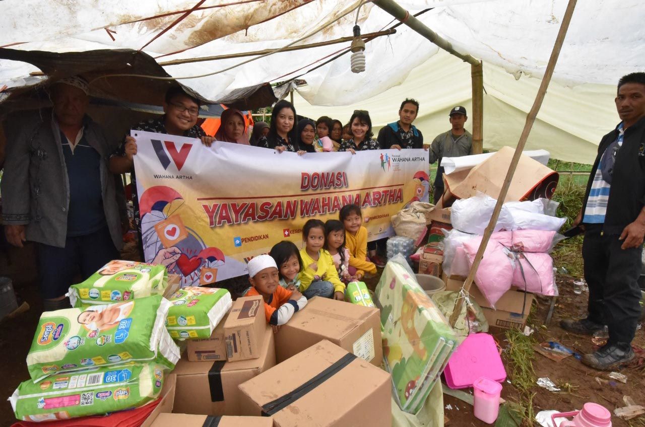 Yayasan Wahana Artha salurkan bantu kepada pengungsi Gempa Cianjur. Foto: isitmewa