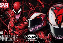 Symbiote Carnage Hadir di Helm HJC yang Berkolaborasi dengan Marvel helm carnage