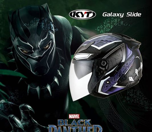 Helm KYT Galaxy Slide dengan Grafis Black Panther, Punya 2 Pilihan Warna helm black panther