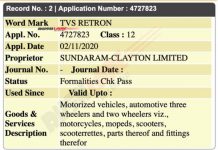 TVS Daftarkan Nama Skuter Listrik Retron yang Kabarnya Bakal Bergaya Retro TVS Retron