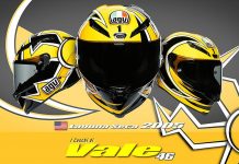 Replika Helm AGV Rossi di Laguna Seca 2005 Segini Harganya Replika Helm AGV Rossi
