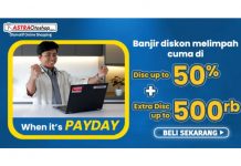 Promo PAYDAY Astraotoshop, Diskon Hingga 50%, Gratis Ongkir