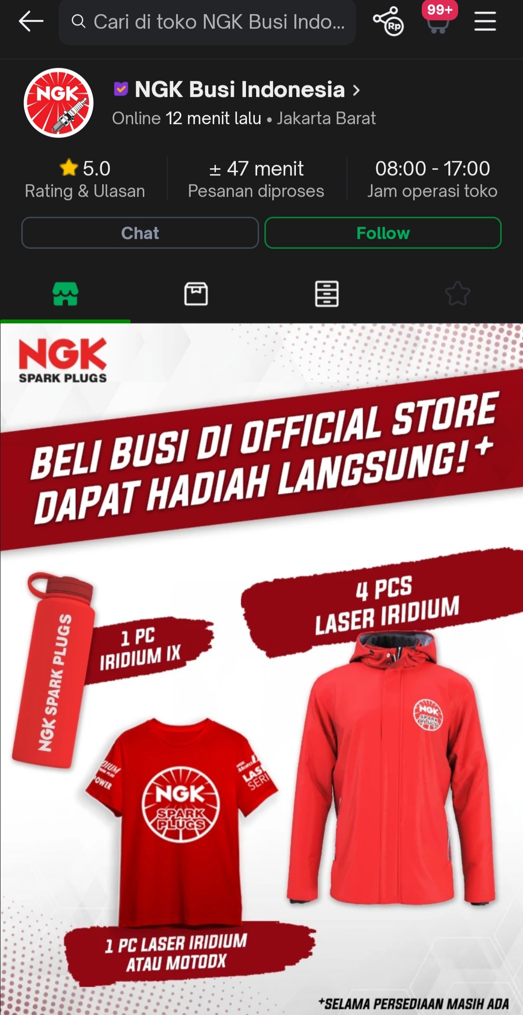 Official Store NGK di Shopee dan Tokopedia