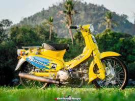 Honda Super Cub Gaya Spoon Sports, Modifikasi Retro Racing Penuh Detail Modifikasi Honda Super Cub Spoon Sports