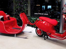 Vespa Slitta Babbo Natale, Vespa Listrik Penarik Kereta Luncur untuk Rayakan Natal Vespa Slitta Babbo Natale
