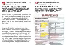 Unit QJMOTOR Belum Dikirim Meski Lunas, Konsumen Mengadu ke Media Sosial QJMOTOR Indonesia Unit Konsumen Dealer