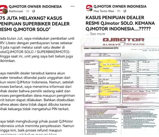 Unit QJMOTOR Belum Dikirim Meski Lunas, Konsumen Mengadu ke Media Sosial QJMOTOR Indonesia Unit Konsumen Dealer